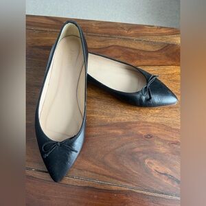 J Crew | Gemma Pointy Flat-Blk Leather | Sz 7
